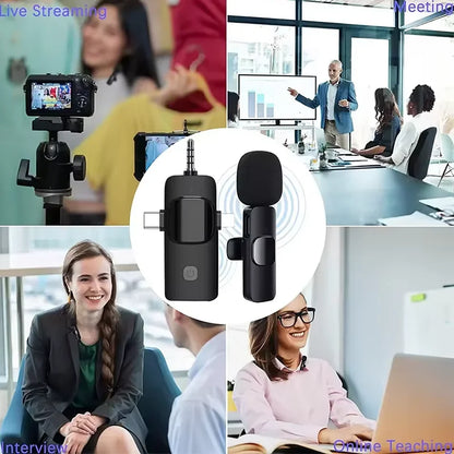 3In1 Wireless Microphone for Iphone Android Cameras Wireless Microphone for Interviews Vlog Noise Cancelling Lavalier Microphone