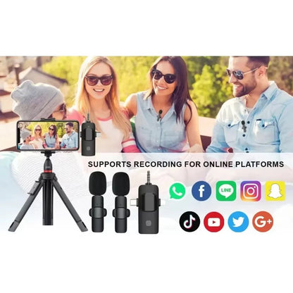 3In1 Wireless Microphone for Iphone Android Cameras Wireless Microphone for Interviews Vlog Noise Cancelling Lavalier Microphone